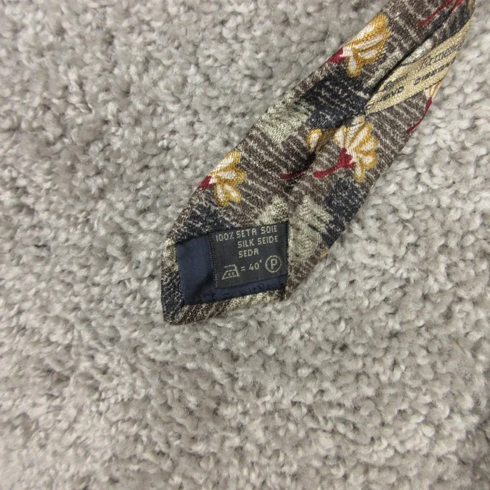 Ermenegildo Zegna Tie Mens Printed Floral Geometric Made In Italy Silk Esclusivo